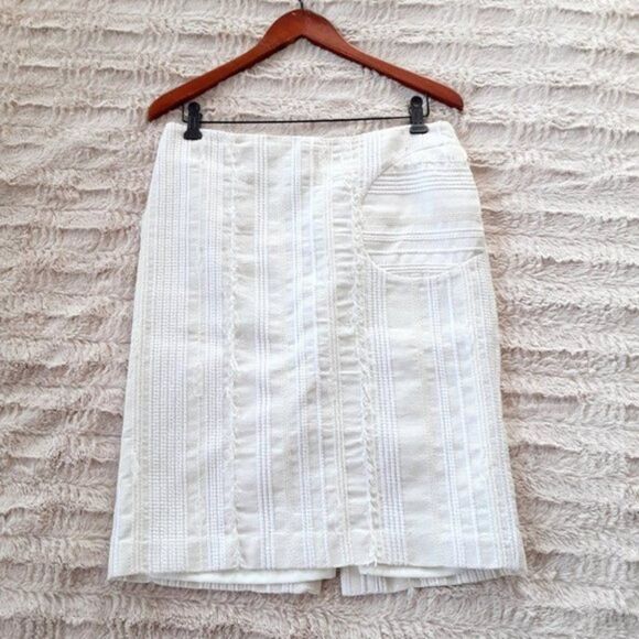 Tibi Quilted Off White Cotton Blend Fully Lined Skirt Womens Size 6 Chic - Picture 7 of 12